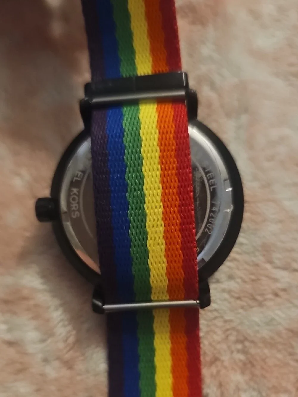 Michael Kors Unisex Rainbow Stripe Watch - Black Case
